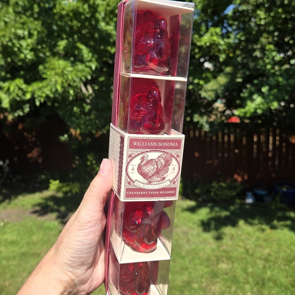 Williams Sonoma Glass Turkey Taper Candleholders & 12 Candles - Picture 2 of 8